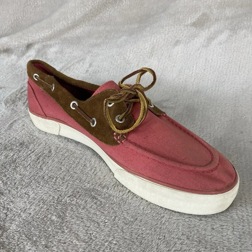 Polo Ralph Lauren Rylander Mens Loafer Slip On Size 10 Red Canvas Boat Shoe NEW
